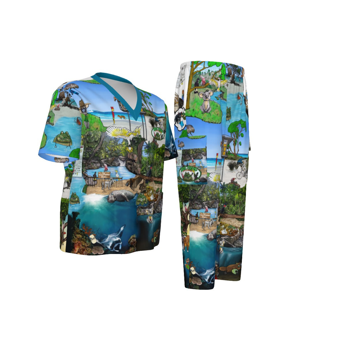 All-Over Print Unisex Scrub Set With Six Pocket