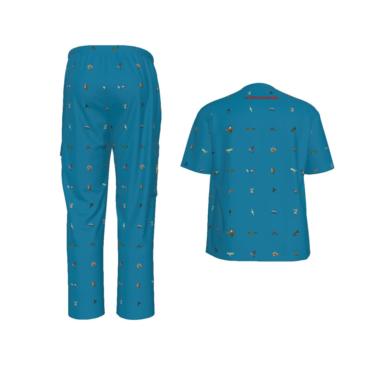 Doc Croc & The 3 Cockies Blue Scrub Set