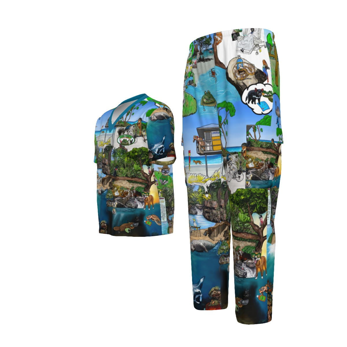 All-Over Print Unisex Scrub Set With Six Pocket